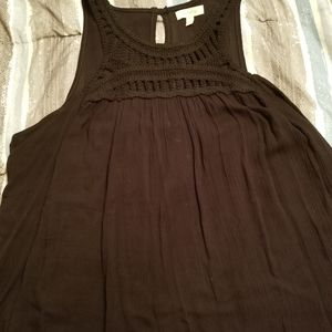 3 for $15 Crochet detail neckline black tank top